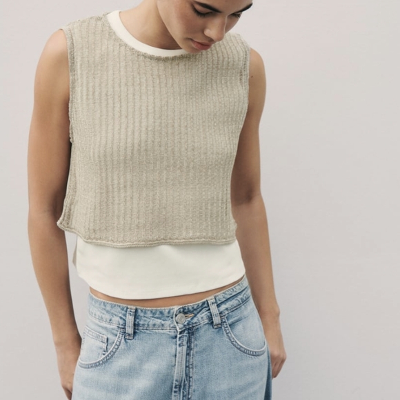 Zara TOP With CONTRAST Vest - Picture 6 of 9